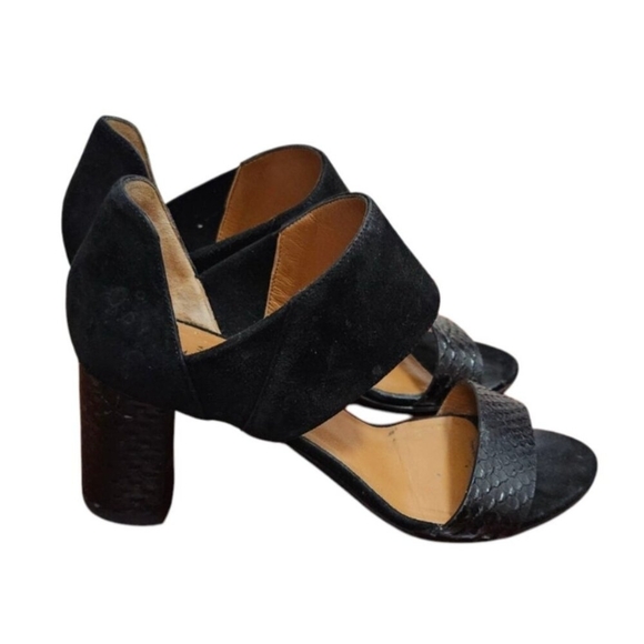 Aquatalia Suzanne Sneak print and Suede Black open toe shoes Size 6.5 - Picture 2 of 15